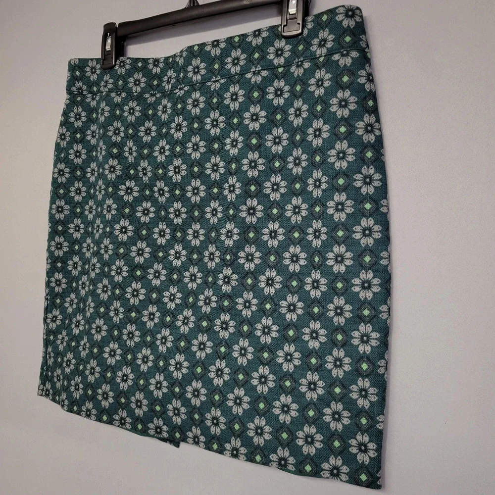 LOFT‎ Outlet Pencil Skirt Womens 14P Petite Textured Floral Zipper Casual Career